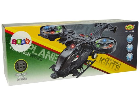 HELIKOPTER WOJSKOWY OGROMNE SKRZYDŁA ŚWIATŁA DŹWIĘK OBRACA SIĘ