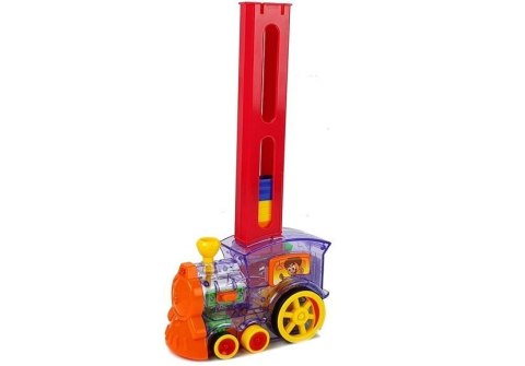 LOKOMOTYWA LED UKŁADA DOMINO POCIĄG KLOCKI UKŁADANKA NA BATERIE