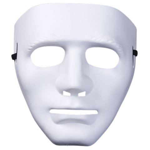 MASKA ANONIM KARNAWAŁOWA HALLOWEENOWA NA GUMCE BIAŁA CZERWONA