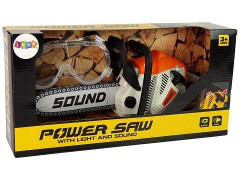 PIŁA ŁAŃCUCHOWA SPALINOWA RUCHOMY ŁAŃCUCH OKULARY OCHRONNE