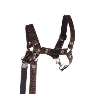 SKIPPI KANTAR DLA HOBBY HORSE - WODZE, EKOSKÓRA - BRĄZOWY ZE WZORAMI BOA