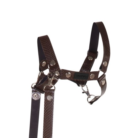 SKIPPI KANTAR DLA HOBBY HORSE - WODZE, EKOSKÓRA - BRĄZOWY ZE WZORAMI BOA