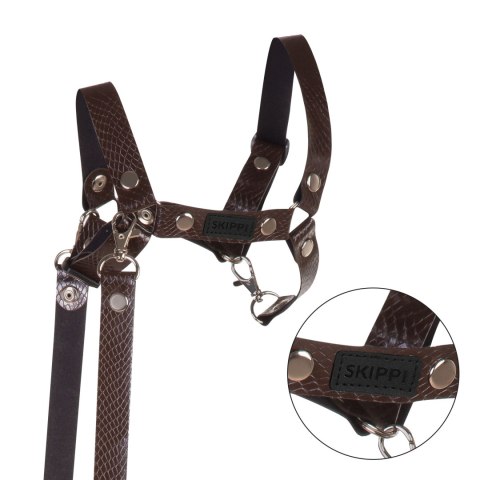 SKIPPI KANTAR DLA HOBBY HORSE - WODZE, EKOSKÓRA - BRĄZOWY ZE WZORAMI BOA