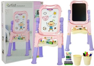 TABLICA MAGNETYCZNA KREDOWA 2W1 RÓŻOWO-FIOLETOWA AKCESORIA