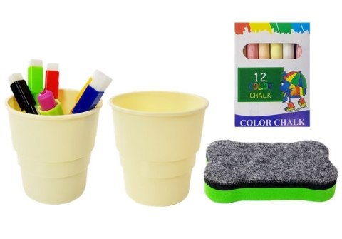 TABLICA MAGNETYCZNA KREDOWA 2W1 RÓŻOWO-FIOLETOWA AKCESORIA