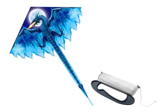 DUŻY LATAWIEC SMOK NIEBIESKI DŁUGI OGON 170CM X 130CM