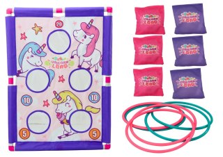 GRA ZRĘCZNOŚCIOWA RZUT WORECZKIEM OBRĘCZĄ 2W1 PLANSZA JEDNOROŻCE