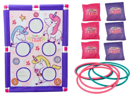 GRA ZRĘCZNOŚCIOWA RZUT WORECZKIEM OBRĘCZĄ 2W1 PLANSZA JEDNOROŻCE
