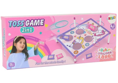 GRA ZRĘCZNOŚCIOWA RZUT WORECZKIEM OBRĘCZĄ 2W1 PLANSZA JEDNOROŻCE