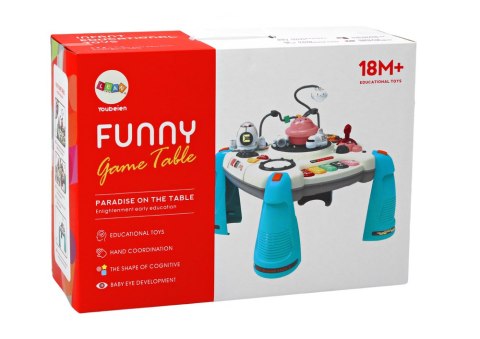 INTERAKTYWNY STOLICZEK EDUKACYJNY PANEL DZIECIĘCY PIANINKO KOSMOS NIEBIESKI