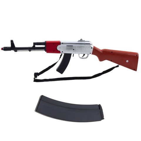 KARABIN STRZELBA REKWIZYT PASEK NA RAMIĘ BRĄZOWY DŹWIĘKI 65CM