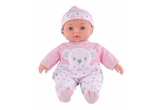 LALKA BOBAS RÓŻOWA PIŻAMKA Z MISIEM CZAPECZKA DŹWIĘKI