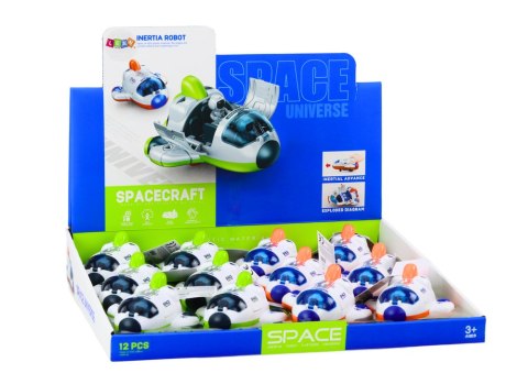 MAŁY STATEK KOSMICZNY JEŻDŻĄCY OTWIERANY KOKPIT ZIELONY POMARAŃCZOWY