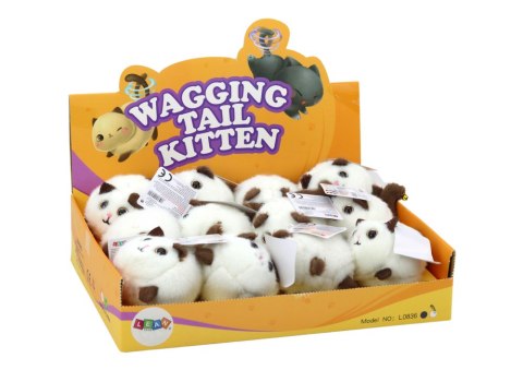 PLUSZOWY KOTEK NACIĄGANY SKACZĄCY MASKOTKA BIAŁY