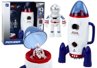 RAKIETA KOSMICZNA OTWIERANA KOSMONAUCI POJAZD KOSMICZNY ŚWIATŁA DŹWIĘKI