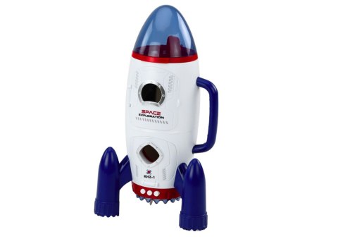 RAKIETA KOSMICZNA OTWIERANA KOSMONAUCI POJAZD KOSMICZNY ŚWIATŁA DŹWIĘKI