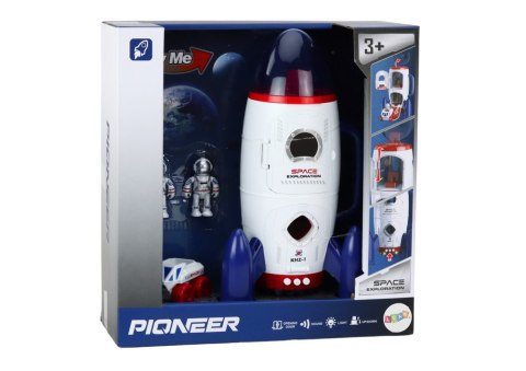 RAKIETA KOSMICZNA OTWIERANA KOSMONAUCI POJAZD KOSMICZNY ŚWIATŁA DŹWIĘKI