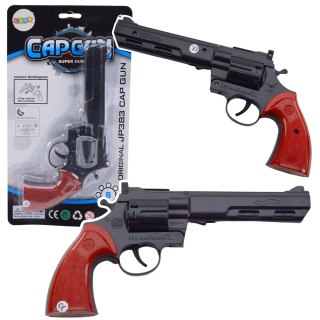 REWOLWER NA KAPISZONY PISTOLET REKWIZYT DŹWIĘK STRZAŁU CZARNY