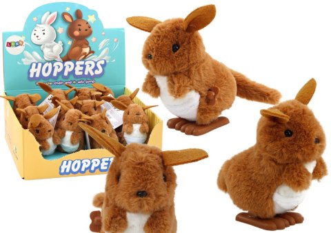 SKACZĄCY KANGUREK NAKRĘCANY PLUSZOWY ZABAWKA OZDOBA BRĄZOWY