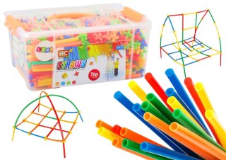 ZESTAW SŁOMEK DO KONSTRUKCJI 3D W PUDEŁKU KOLOROWE 800 EL