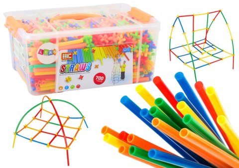 ZESTAW SŁOMEK DO KONSTRUKCJI 3D W PUDEŁKU KOLOROWE 800 EL
