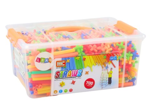 ZESTAW SŁOMEK DO KONSTRUKCJI 3D W PUDEŁKU KOLOROWE 800 EL
