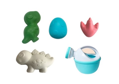 ZESTAW ZABAWEK DO PIASKU WYWROTKA WIADERKO FOREMKI DINOZAURY