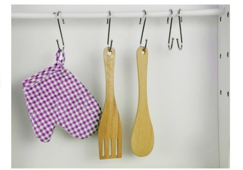 DREWNIANA KUCHNIA DLA DZIECI RÓŻOWO BIAŁA PAULA OTWIERANE ELEMENTY