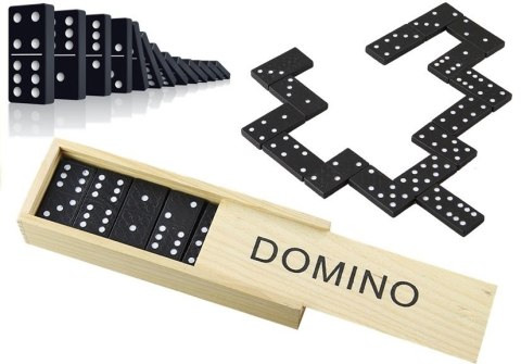 GRA DOMINO W DREWNIANYM PUDEŁKU 28 ELEMENTY