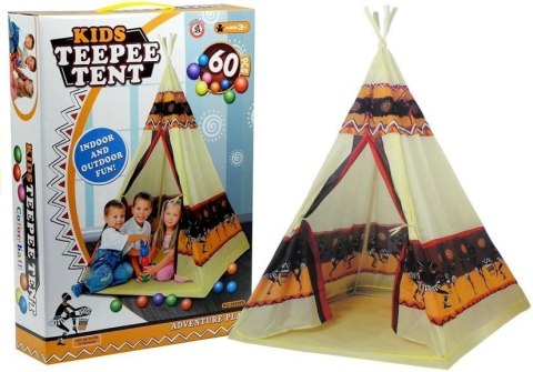 NAMIOT TIPI INDIAŃSKI DOM ZABAW + 60 PIŁEK 155 CM