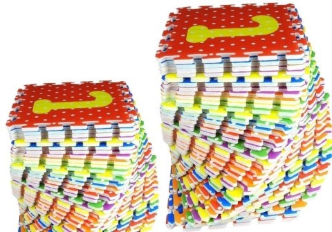 PUZZLE PIANKOWE KOLOROWE ALFABET I CYFERKI 36 ELEMENTÓW