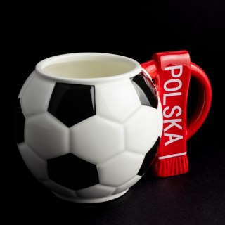Kubek piłkarza z szalikiem - Polska - prezent dla kibica - duży XXL 700 ml