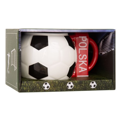 Kubek piłkarza z szalikiem - Polska - prezent dla kibica - duży XXL 700 ml