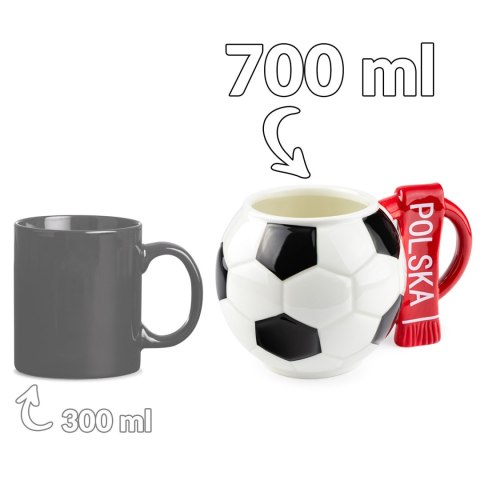 Kubek piłkarza z szalikiem - Polska - prezent dla kibica - duży XXL 700 ml