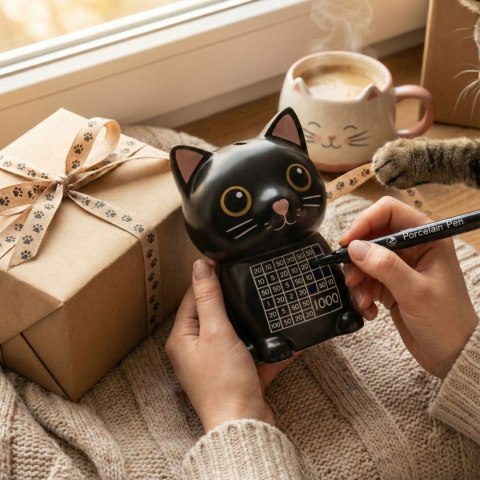 Skarbonka wykreślana Kotek - uczy oszczedzania motywuje - wyzwanie cel 1000