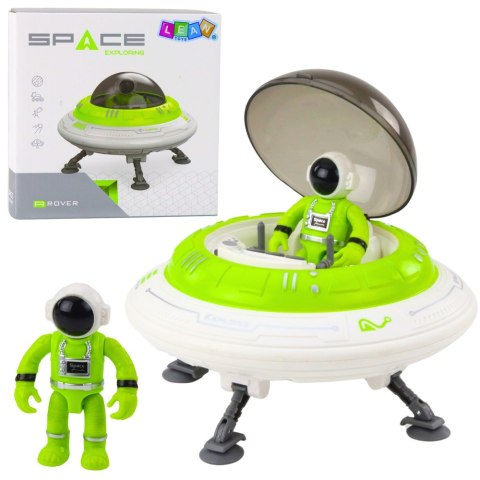 STATEK KOSMICZNY UFO FIGURKA ASTRONAUTY ŚWIATŁA DŹWIĘKI ZIELONY
