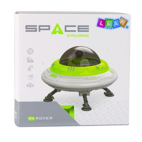 STATEK KOSMICZNY UFO FIGURKA ASTRONAUTY ŚWIATŁA DŹWIĘKI ZIELONY