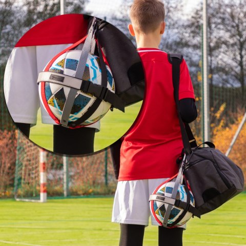 Uchwyt na piłkę Sprintigo - czerwony x szary x czarny -prezent dla piłkarza