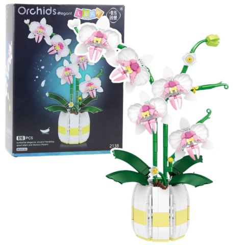 Klocki Konstrukcyjne Orchidea Storczyk W Doniczce Różowo-Biała 616 el.
