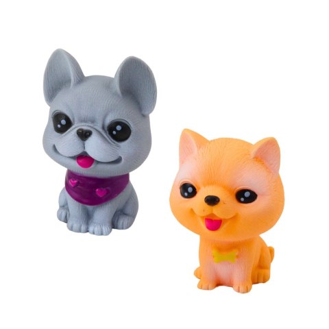 Zestaw Figurek Pieski Gumowe Piszczałka Buda Transporter 6szt