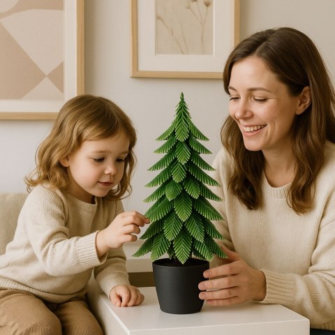 Choinka Ozdobna Dekoracyjna Sztuczna W Doniczce Srebrne Wykończenie 22 x 10 cm