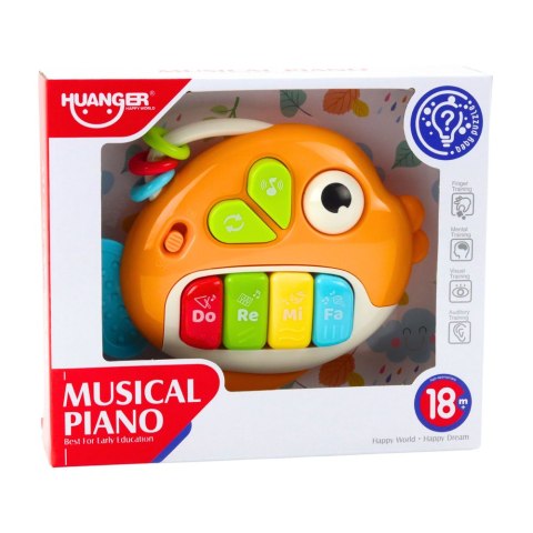 Muzyczne Pianinko Interaktywne Dla Malucha Rybka Koraliki Gryzak Pomarańczowa