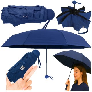 Parasolka Kieszonkowa Składana z Ochroną UV UPF 50+ Etui Granatowa 90 cm
