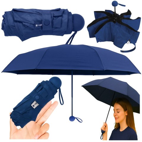 Parasolka Kieszonkowa Składana z Ochroną UV UPF 50+ Etui Granatowa 90 cm