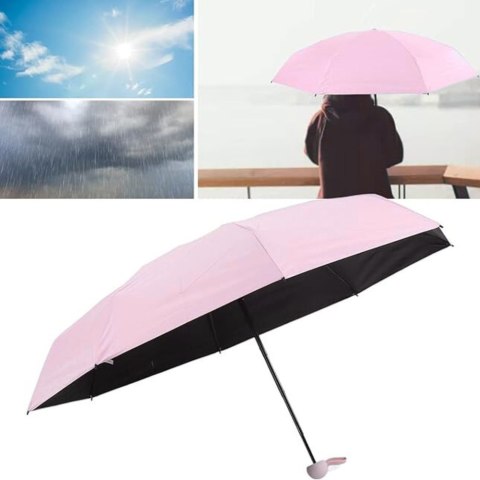 Parasolka Kieszonkowa Składana z Ochroną UV UPF 50+ Etui Różowa 90 cm