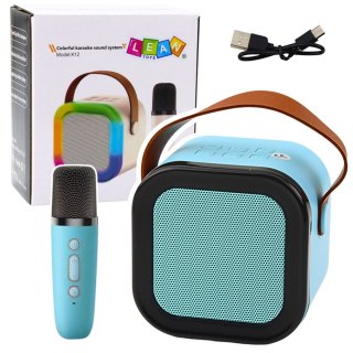 Zestaw Karaoke Głośnik Mikrofon Bezprzewodowy K12 RGB Bluetooth Niebieski