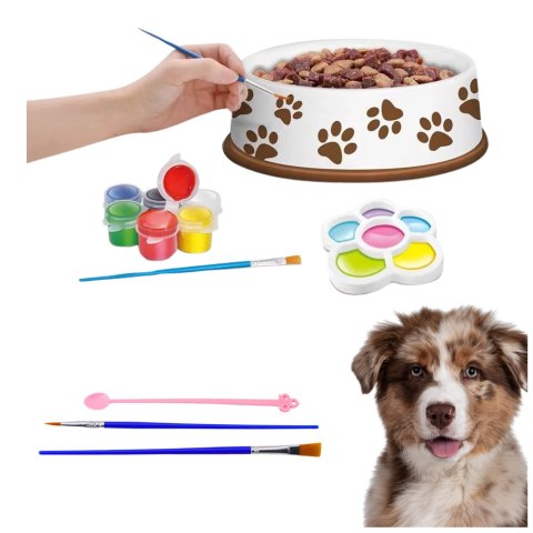 Zestaw Kreatywny Miska Dla Psa Do Malowania Farbki Pędzelki DIY 6 el.