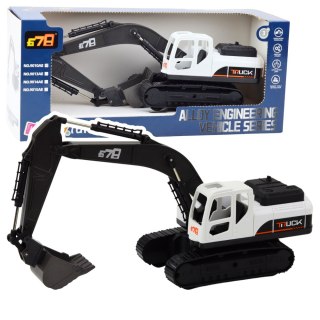 Koparka Gąsienicowa Metalowa Łyżka Ruchome Przeguby Obrót 360° Biała