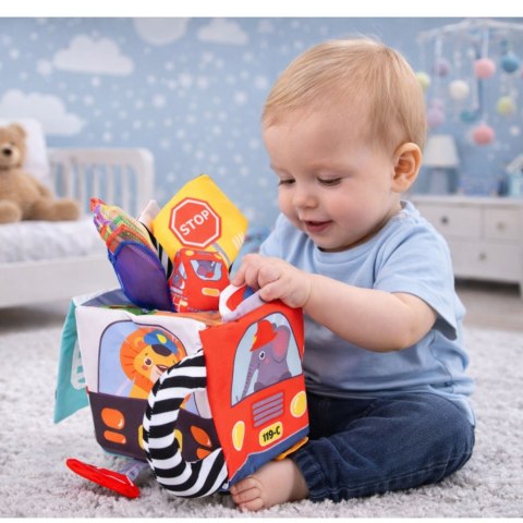 Miękka Kostka Sensoryczna z Lusterkiem Autka Znaki Drogowe Dla Malucha