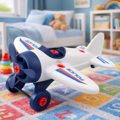 Zestaw Kreatywny DIY Samolot do Skręcania Policyjny Śrubokręt